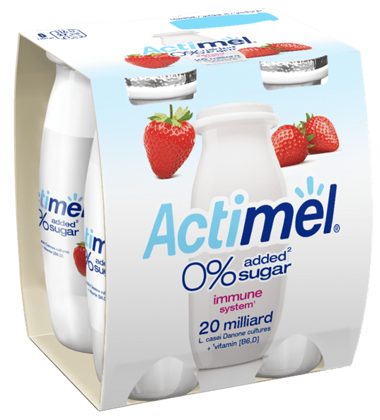 Actimel jahoda s 0 %<br/>pridaného cukru